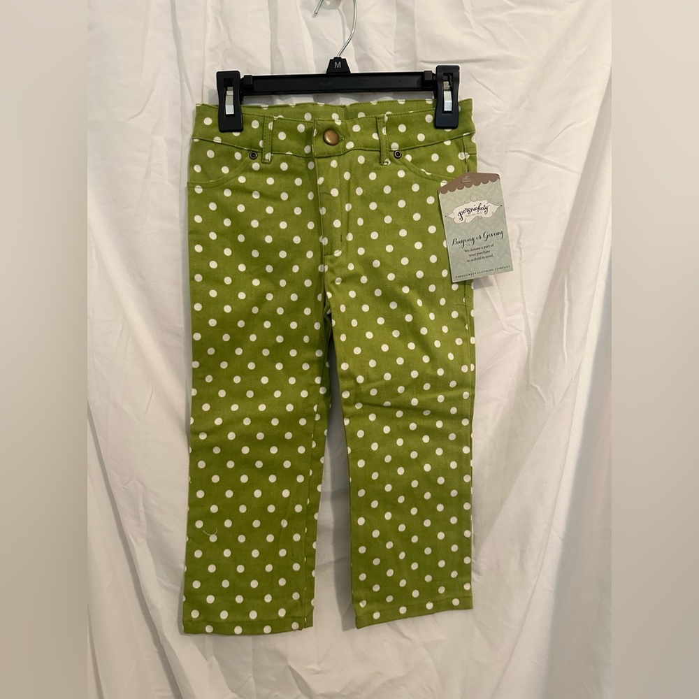 Persnickety Green Polka Dot Kids Jeans